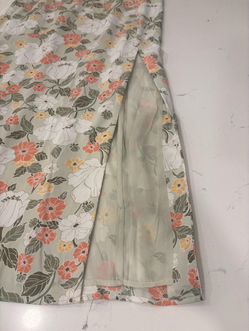 Abercrombie & Fitch Floral Print Maxi Dress Linen Blend Slit Sundress Size M - Picture 3 of 6